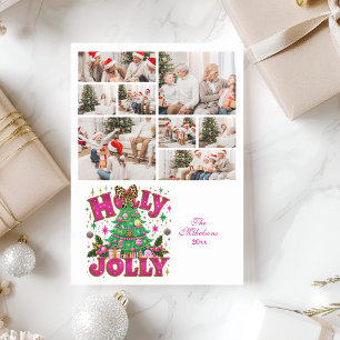 8 Foto Glitter Leopard Bogen Holly Jolly Feiertagskarte