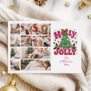 8 Foto Glitter Leopard Schleife Holly Jolly Feiertagskarte