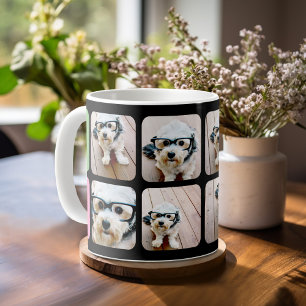 8 Foto-Mid-Century-Mod-Fotocollage Schwarz Pink Kaffeetasse