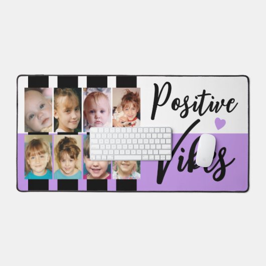 8 Foto positive Vibes Streifen schwarz lila Schreibtischunterlage (Tastatur & Maus)