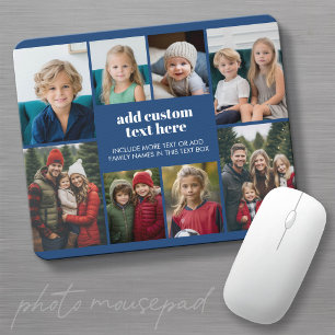 8 Foto-Rahmen - Blau - Einfacher weißer Text Gruß Mousepad