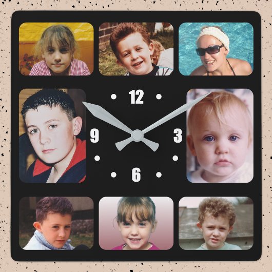 8 Foto schwarz weiß Quadratische Wanduhr