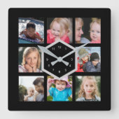 8 Foto Schwarze Quadrat-Wand-Uhr Quadratische Wanduhr (Vorderseite)