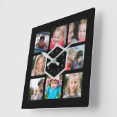 8 Foto Schwarze Quadrat-Wand-Uhr Quadratische Wanduhr (Winkel)