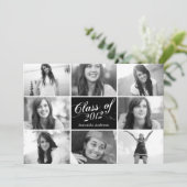 8 Foto Script Abschluss Einladung Black (Stehend Vorderseite)