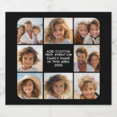 8 FotoCollage - Benutzerdefinierter Text - Schwarz Bierflaschenetikett (Einzelnes Label)