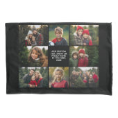 8 FotoCollage - Benutzerdefinierter Text - Schwarz Kissenbezug (Vorderseite)