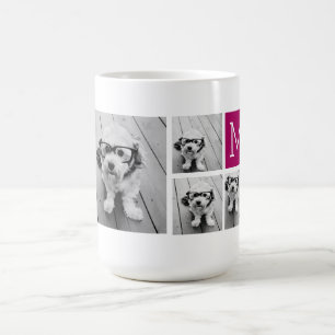 8 FotoCollage Custom Berry Monogram Kaffeetasse