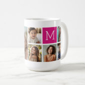 8 FotoCollage Custom Berry Monogram Kaffeetasse (VorderseiteRechts)