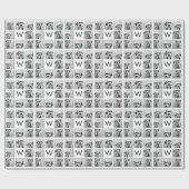 8 FotoCollage Custom Monogram Black and White Geschenkpapier (Flach)