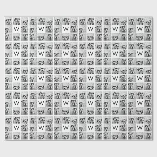 8 FotoCollage Custom Monogram Black and White Geschenkpapier (Flach)