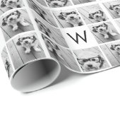 8 FotoCollage Custom Monogram Black and White Geschenkpapier (Rolleneckpunkt)