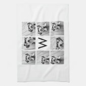 8 FotoCollage Custom Monogram Black and White Handtuch (Vertikal)