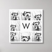 8 FotoCollage Custom Monogram Black and White Leinwanddruck (Vorderseite)