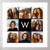 8 FotoCollage Custom Monogram Black and White Poster (Vorne)