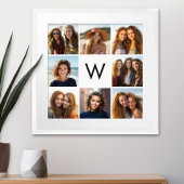 8 FotoCollage Custom Monogram Black and White Poster