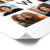 8 FotoCollage Custom Monogram Black and White Poster (Ecke)