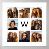 8 FotoCollage Custom Monogram Black and White Poster (Vorne)