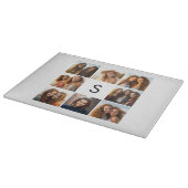 8 FotoCollage Custom Monogram Black and White Schneidebrett (Ecke)