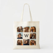 8 FotoCollage Custom Monogram Black and White Tragetasche (Vorne)