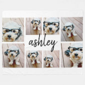 8 FotoCollage Fügen Sie Ihren Namen Kalligrafie hi Fleecedecke (Vorderseite (Horizontal))