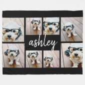 8 FotoCollage Fügen Sie Ihren Namen Kalligrafie Sc Fleecedecke (Vorderseite (Horizontal))