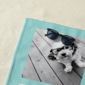 8 FotoCollage - Handgeschriebener Name Pastell bla Strandtuch (Beispiel)