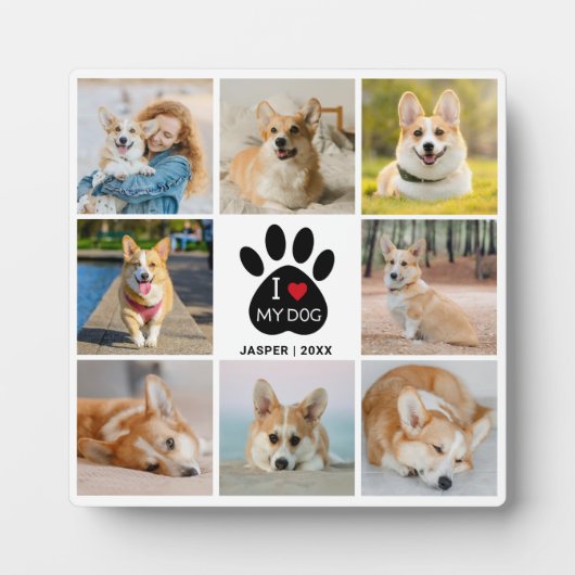 8 FotoCollage I Liebe Meine Dog Paw Print Fotoplatte (Vorderseite)