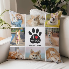 8 FotoCollage I Liebe Meine Dog Paw Print Kissen