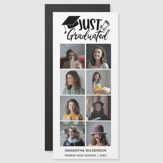 8 FotoCollage Just Graduated Magnetic Card Magnetkarte (Vorne/Hinten)