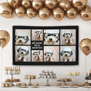 8 FotoCollage Minimalistisch - Schwarzweiß-Gitter Banner