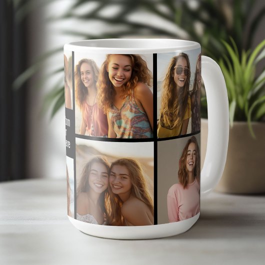 8 FotoCollage Minimalistisch - Schwarzweiß-Gitter Kaffeetasse