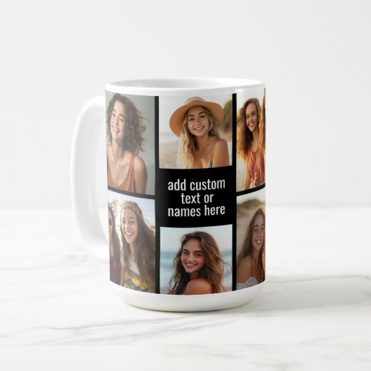 8 FotoCollage Minimalistisch - Schwarzweiß-Gitter Kaffeetasse (Vorderseite Links)