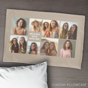 8 FotoCollage Minimalistisch - Taupe und Weißgitte Kissenbezug