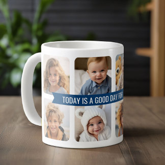 8 FotoCollage mit benutzerdefinierter Text Navy Bl Kaffeetasse