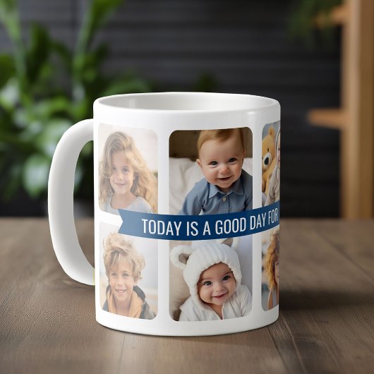 8 FotoCollage mit benutzerdefinierter Text Navy Bl Kaffeetasse
