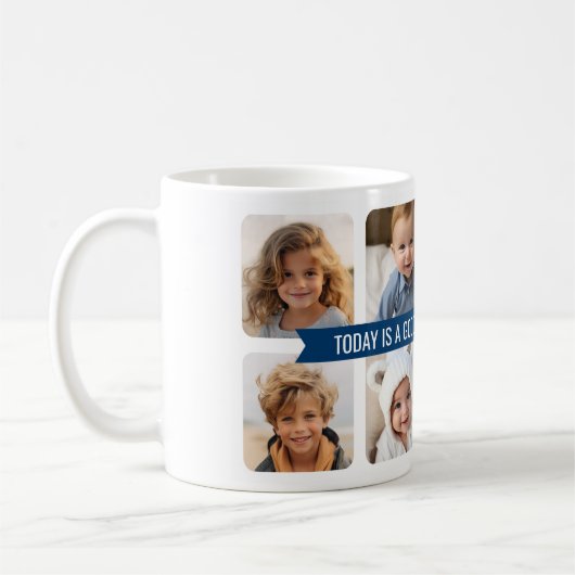 8 FotoCollage mit benutzerdefinierter Text Navy Bl Kaffeetasse (Links)