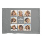 8 FotoCollage mit Grau-Mitte-Textbereich Kissenbezug (Vorderseite)