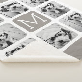 8 FotoCollage mit Monogramm - Neutrale Taupe Sherpadecke (3/4)