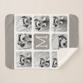 8 FotoCollage mit Monogramm - Neutrale Taupe Sherpadecke (Vorderseite (Horizontal))