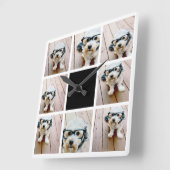 8 FotoCollage - mit schwarzer Akzent Farbe Quadratische Wanduhr (Winkel)