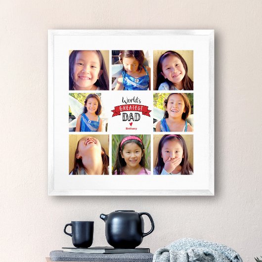 8 FotoCollage Moderne "Der Bestste Vater der Welt" Poster