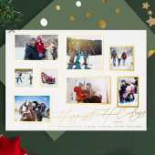 8 FotoCollage | Moderne Goldrahmen Folien Feiertagskarte