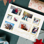 8 FotoCollage | Moderne Goldrahmen Folien Feiertagskarte