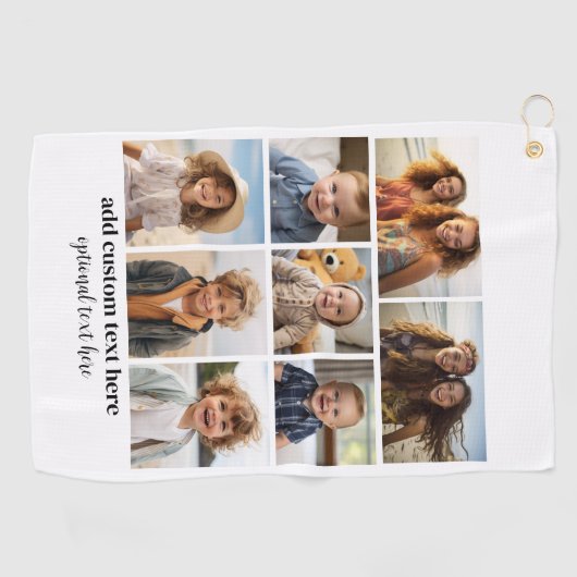 8 FotoCollage - Moderne Minimal Schwarz und Weiß Golfhandtuch (Horizontal)