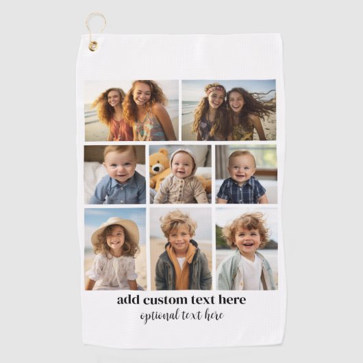 8 FotoCollage - Moderne Minimal Schwarz und Weiß Golfhandtuch (Vorderseite)