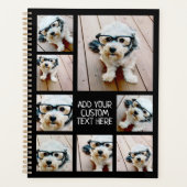 8 Fotocollage Optionaler Text — Schwarz bearbeiten Planer (Vorderseite)
