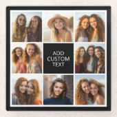 8 FotoCollage - Schwarz-weiß - Benutzerdefinierter Glasuntersetzer (Vorderseite)