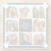 8 FotoCollage - Schwarz-weiß - Benutzerdefinierter Glasuntersetzer (Rückseite)