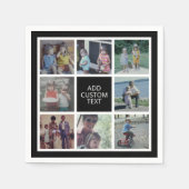 8 FotoCollage - Schwarz-weiß - Benutzerdefinierter Serviette (Vorderseite)